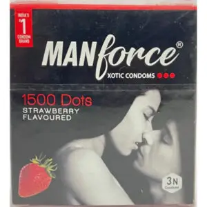 Manforce Xotic 1500 Dots Strawberry Flavour Condom Pack Of 3
